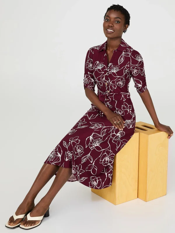 Floral Print Button-Front Midi Dress With Pockets - Image 2