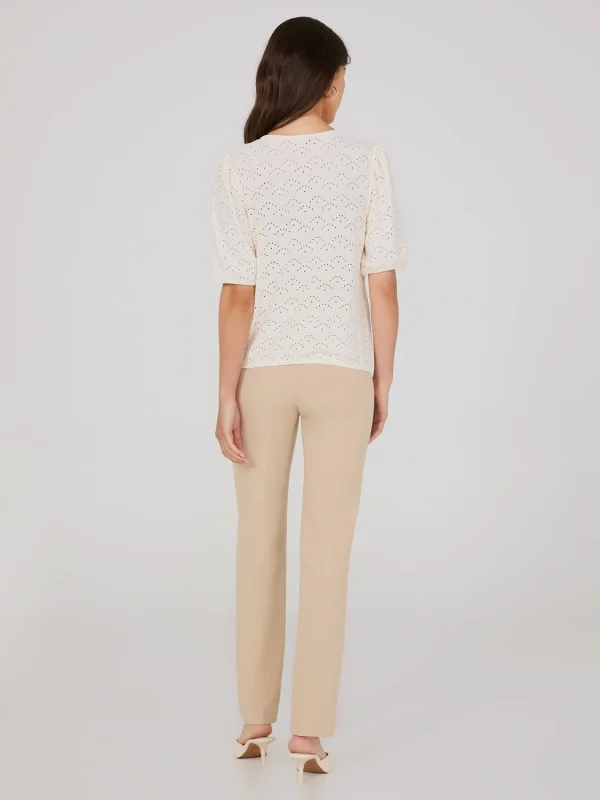 Eyelet V-Neck Top With Balloon Sleeves - Image 4