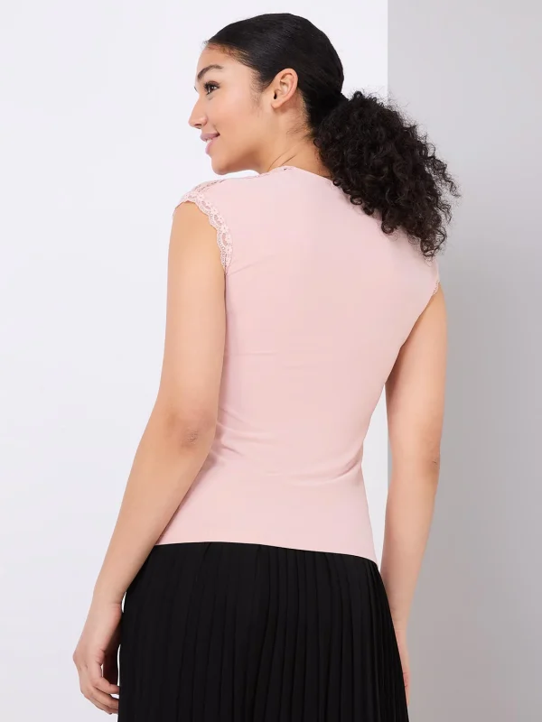 V-Neck Dolman Sleeve Top With Lace Details - Image 5