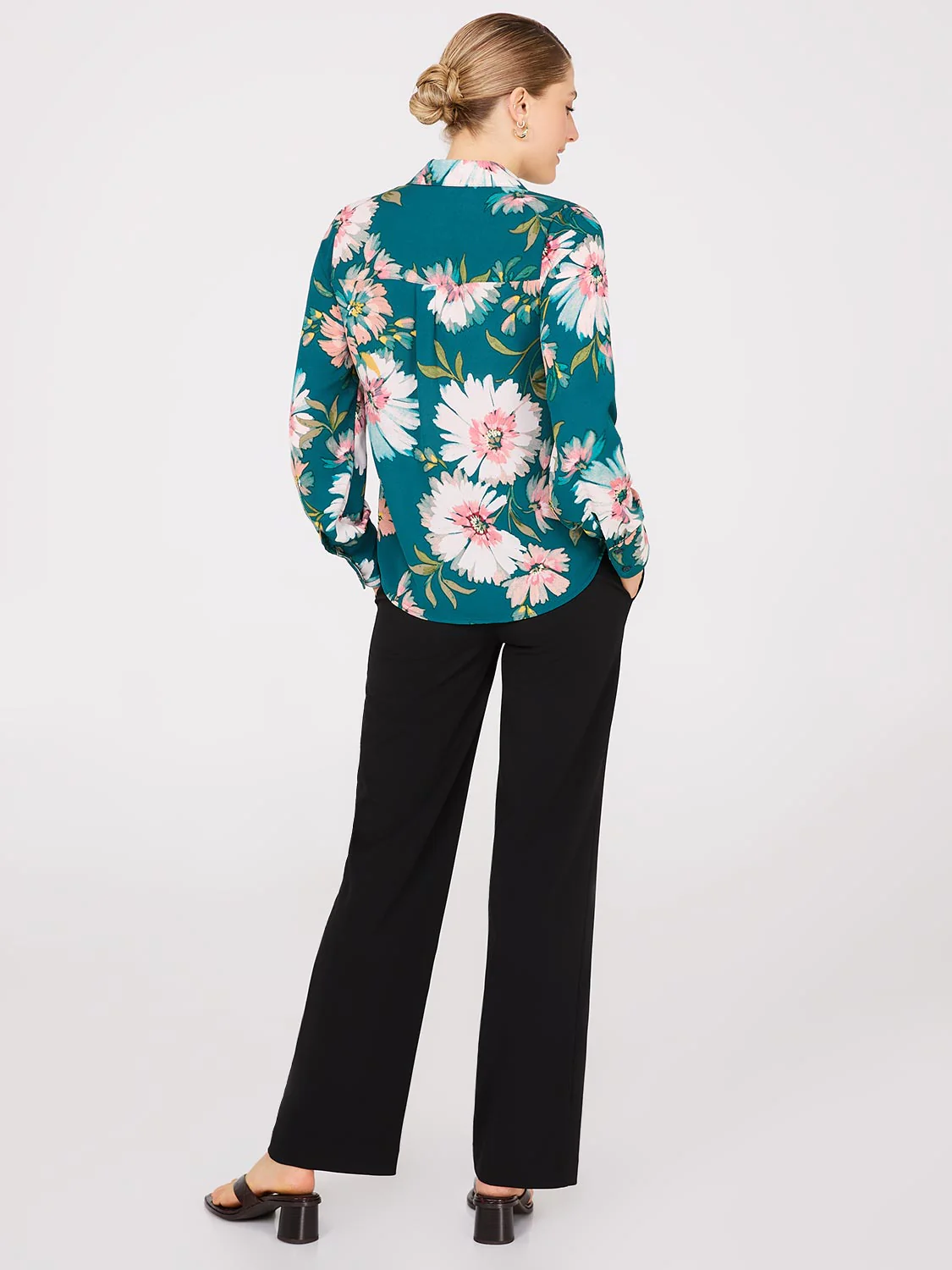 Floral Print Chiffon Button-Front Blouse - Image 6