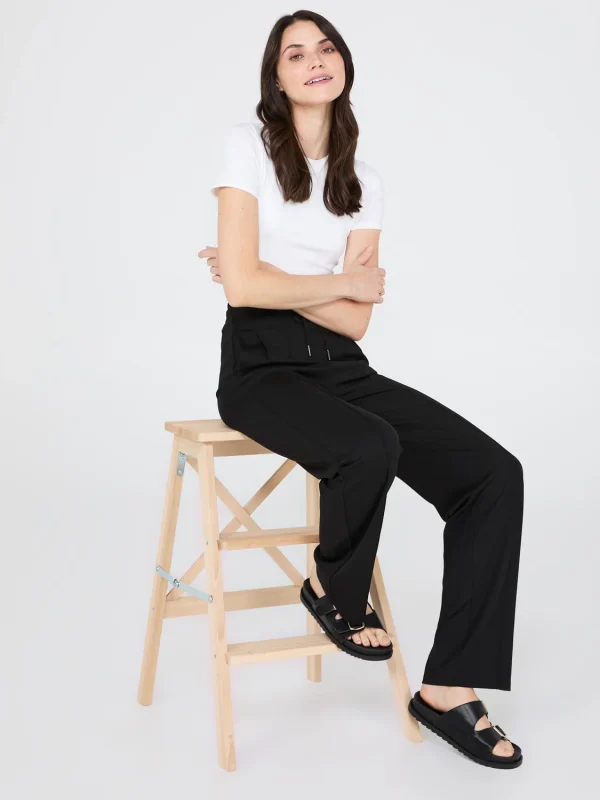 Front Pintuck Wide-Leg Long Length Pants - Image 3