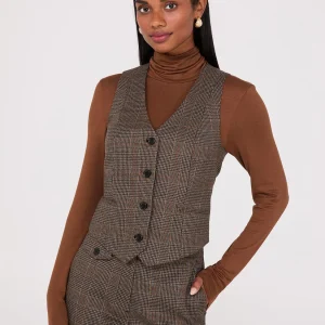Glen Plaid Button-Front Vest