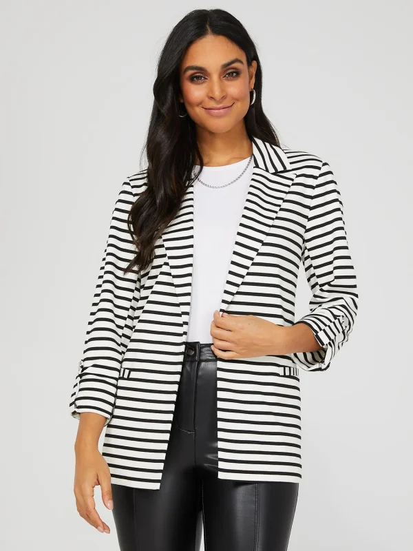 Striped Open Front Blazer - Image 2