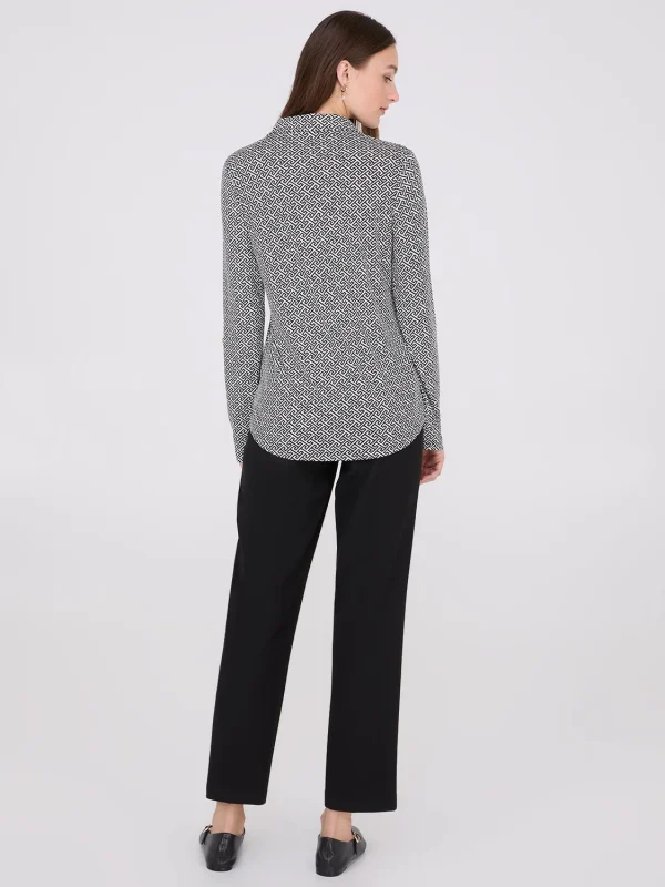 Printed Roll-Up Sleeve Blouse - Image 4