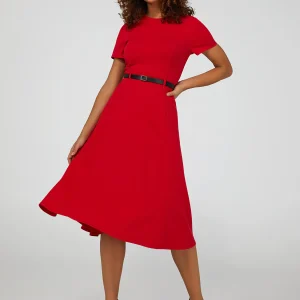 Short Sleeve Midi Dress With Belt