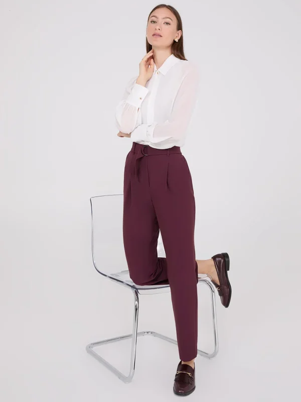 Chiffon Button-Front Volume Sleeve Blouse - Image 5
