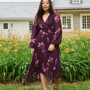 Floral Print Crossover Handkerchief Hem Dress