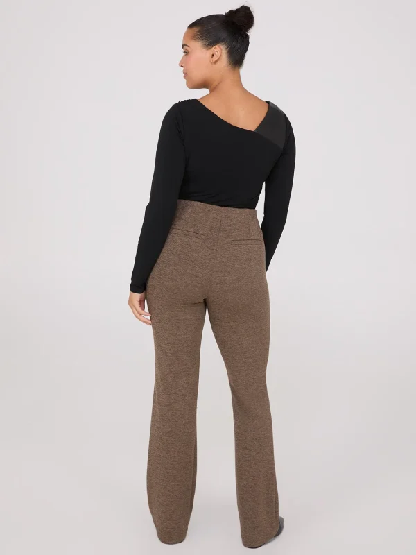 Flare Leg Long Length Melange Knit Pants - Image 5