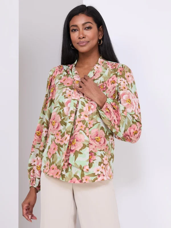 Printed Popover Bow Blouse - Image 3