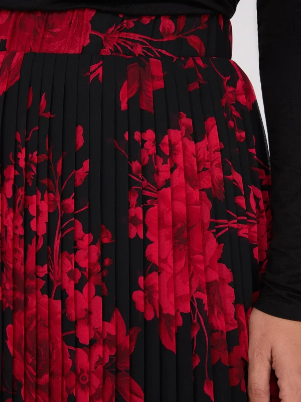 Printed Pleated Chiffon Midi Skirt - Image 3