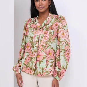 Printed Popover Bow Blouse