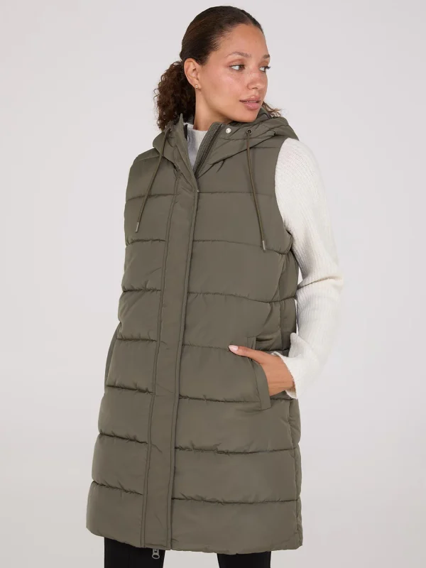 Long Hooded Puffer Vest - Image 7