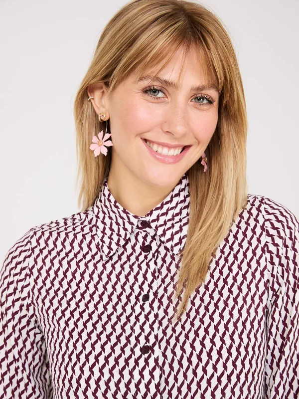Printed Chiffon Button-Front Blouse - Image 3