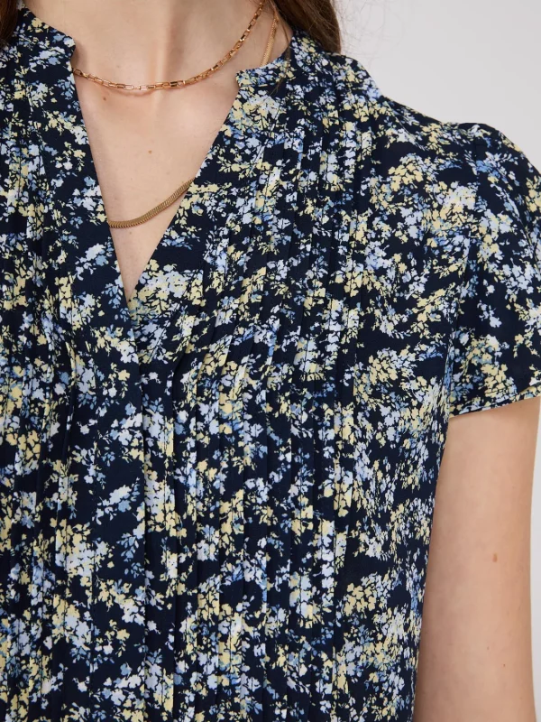 Floral Print Flutter Sleeve Button-Front Blouse - Image 3