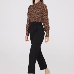 Animal Print Chiffon Volume Sleeve Blouse