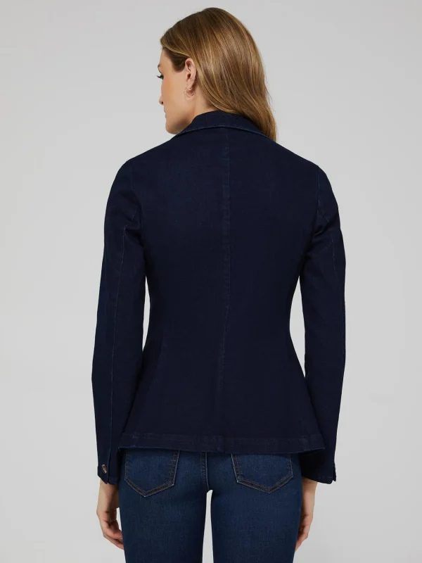 One-Button Denim Blazer With Flap Pockets - Image 5