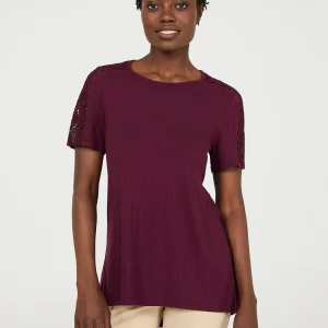 Short Crochet Sleeve Ribbed Top