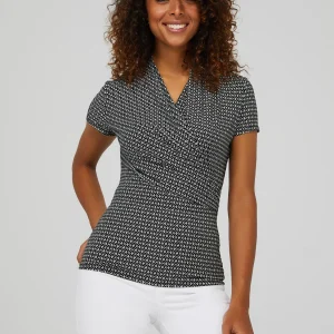 Geo Print Short Sleeve Crossover Front Top