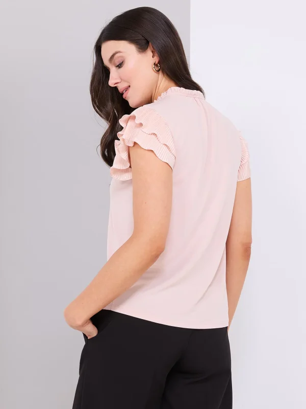 Double Ruffle Sleeve Top With Front Keyhole - Image 11