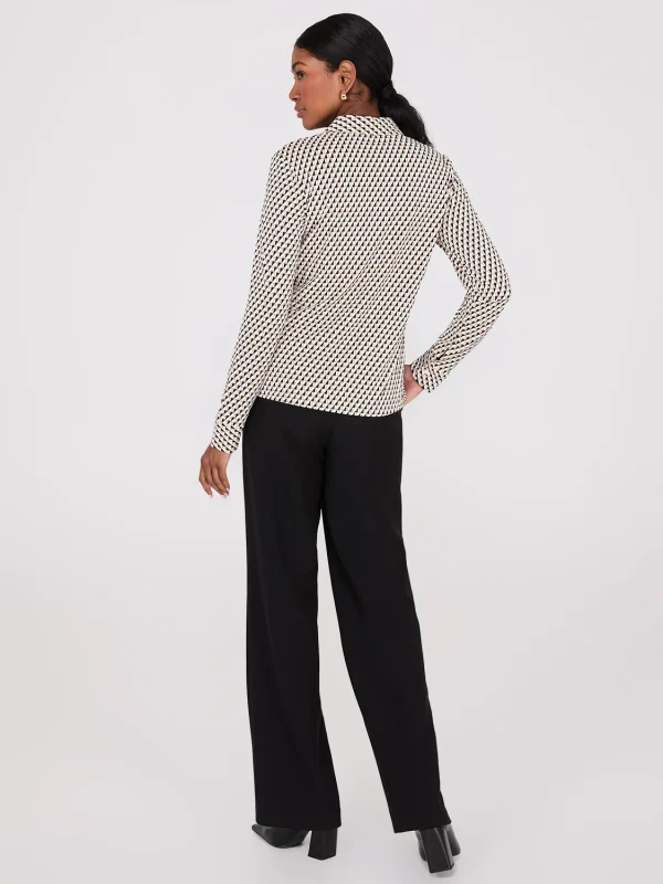 Geo Print Button-Front Classic Blouse - Image 4