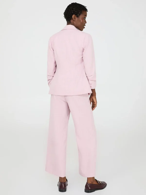 One-Button Ruched 3/4 Sleeve Blazer - Image 5