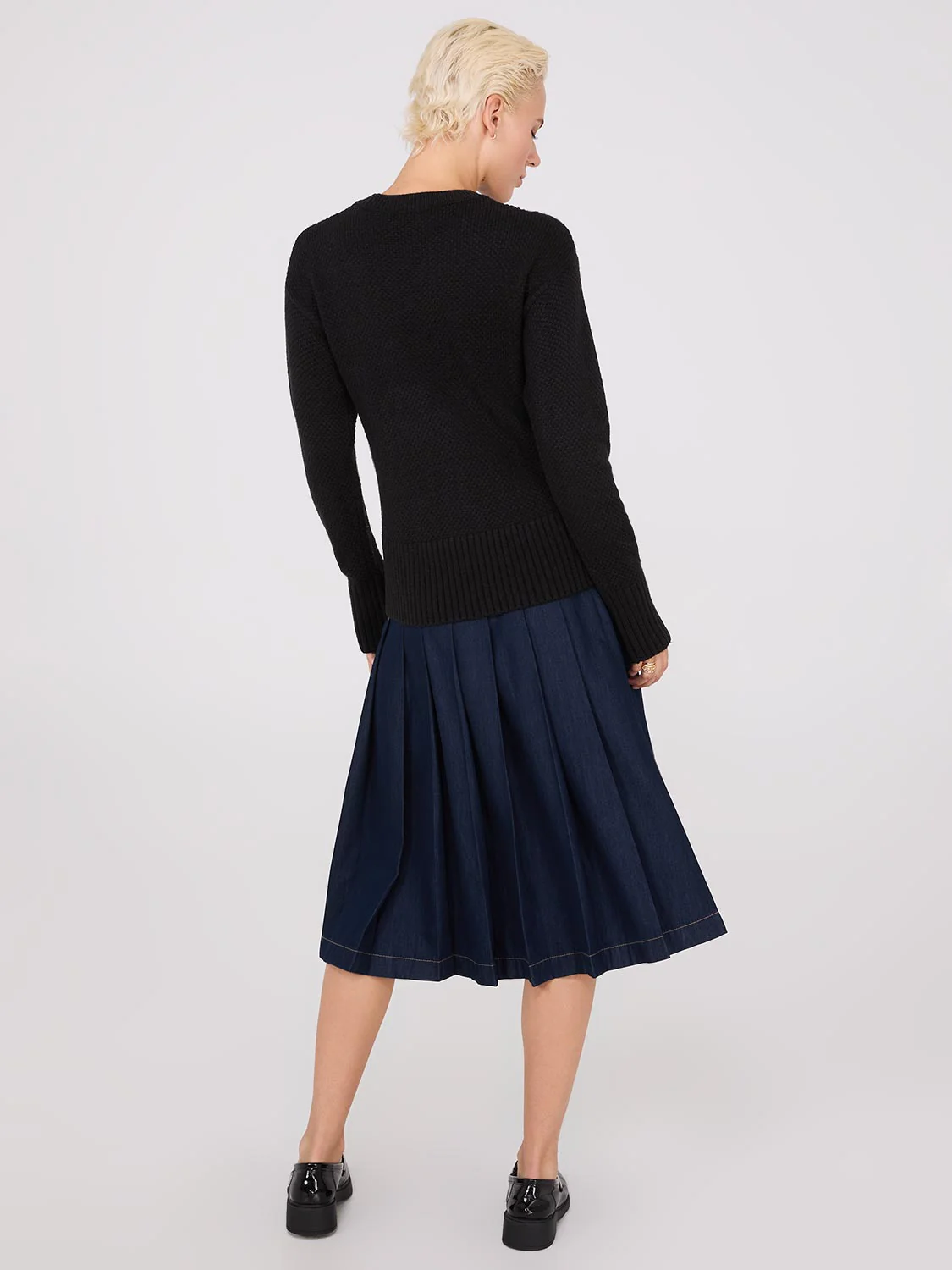 Cable Knit Pointelle Sweater - Image 4