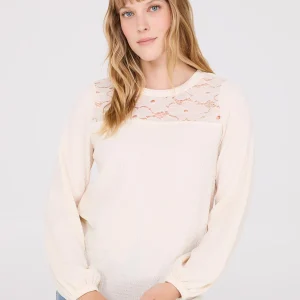 Lace Round Neck Textured Top