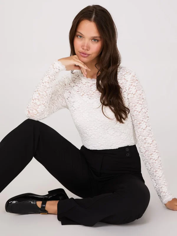 Bubble Lace Long Sleeve Top With Cami - Image 13