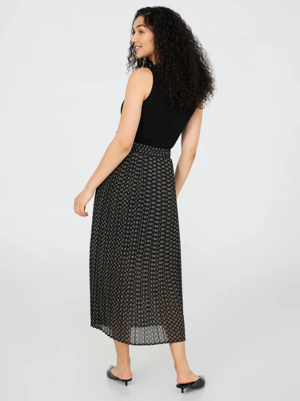 Printed Pleated Chiffon Skirt - Image 5
