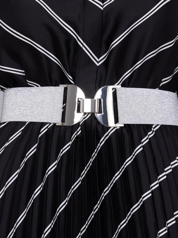 Elastic Metallic Belt With Silver Buckle - Image 2
