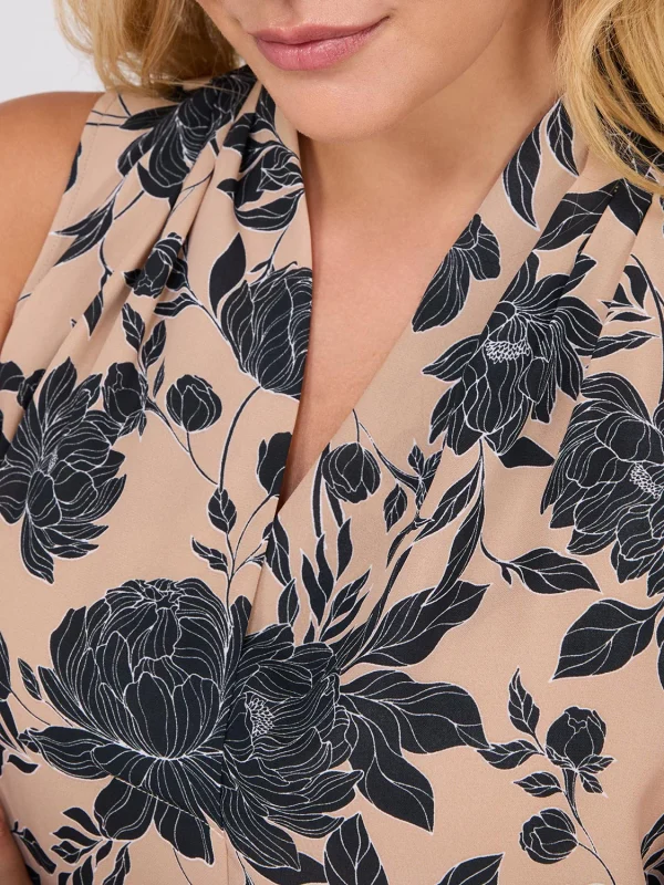 Sleeveless Floral Print V-Neck Blouse - Image 3