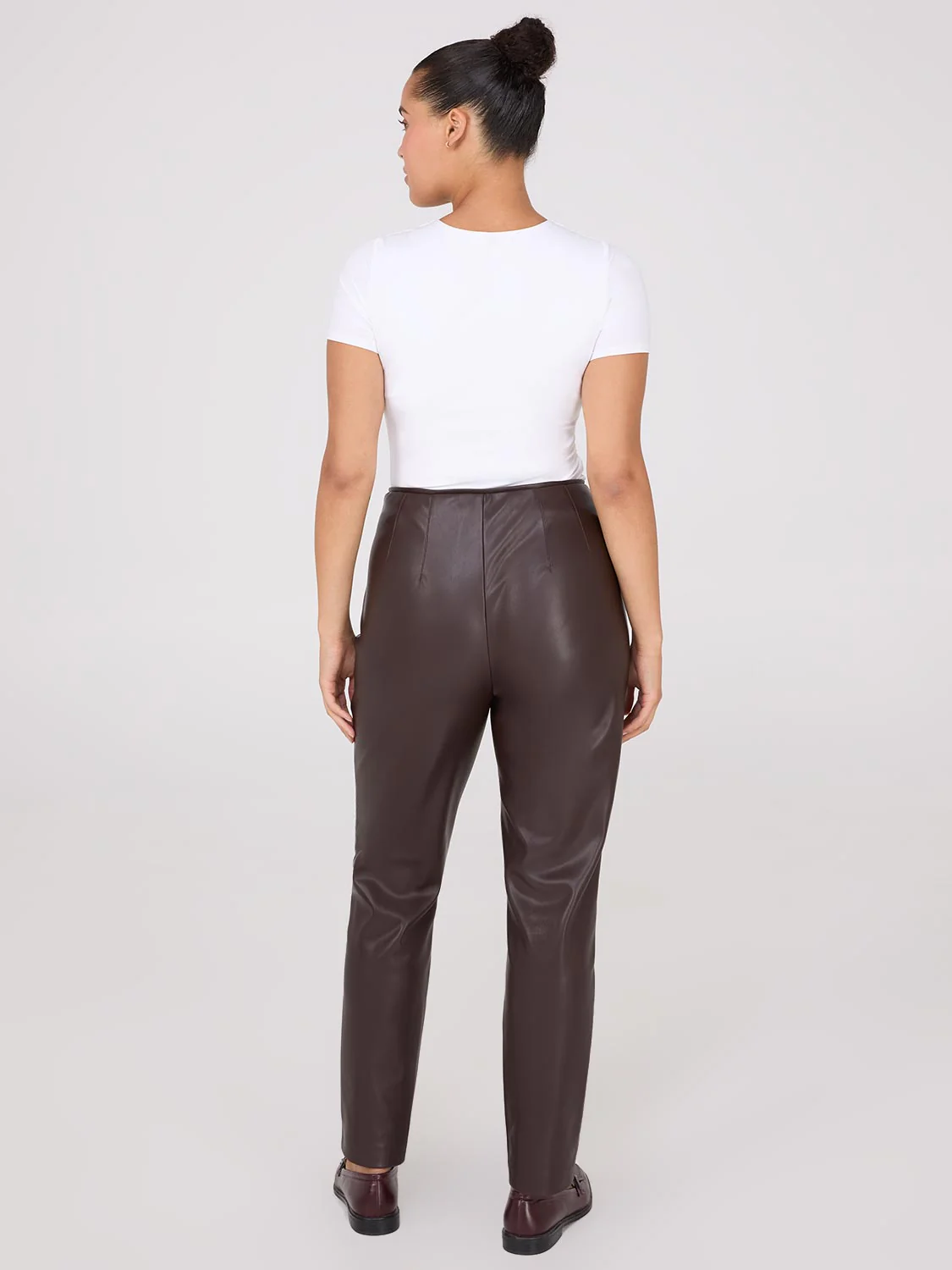 Faux Leather Front Pintuck Ankle Length Pants - Image 10