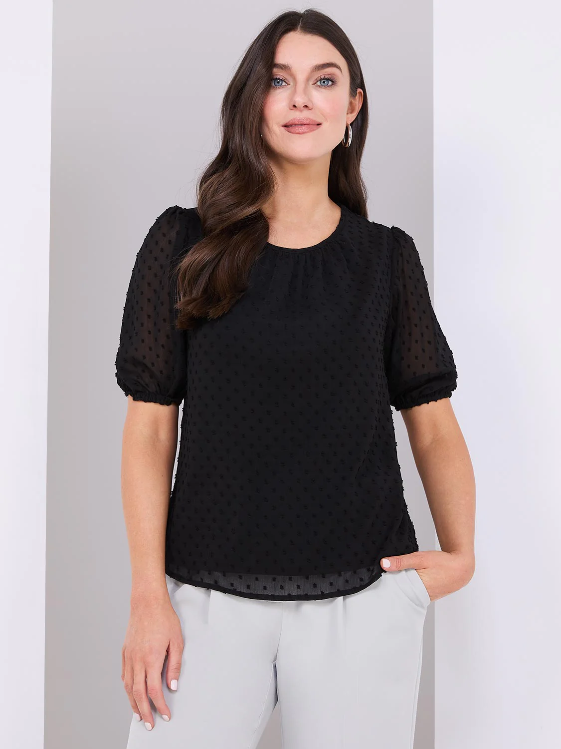 Clip Dot Short Sleeve Blouse - Image 2