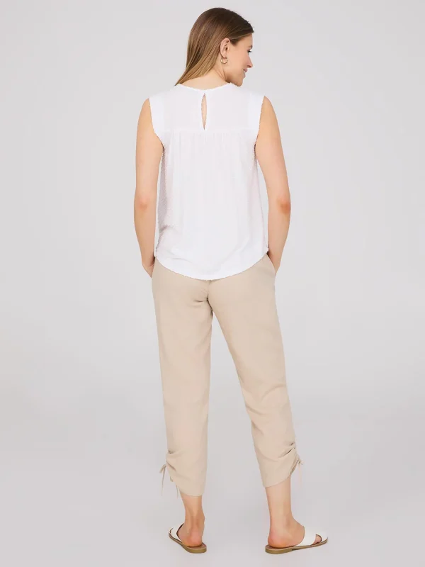 Sleeveless Clip Dot Top With Crochet Details - Image 5