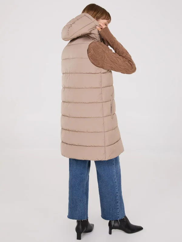 Long Hooded Puffer Vest - Image 13