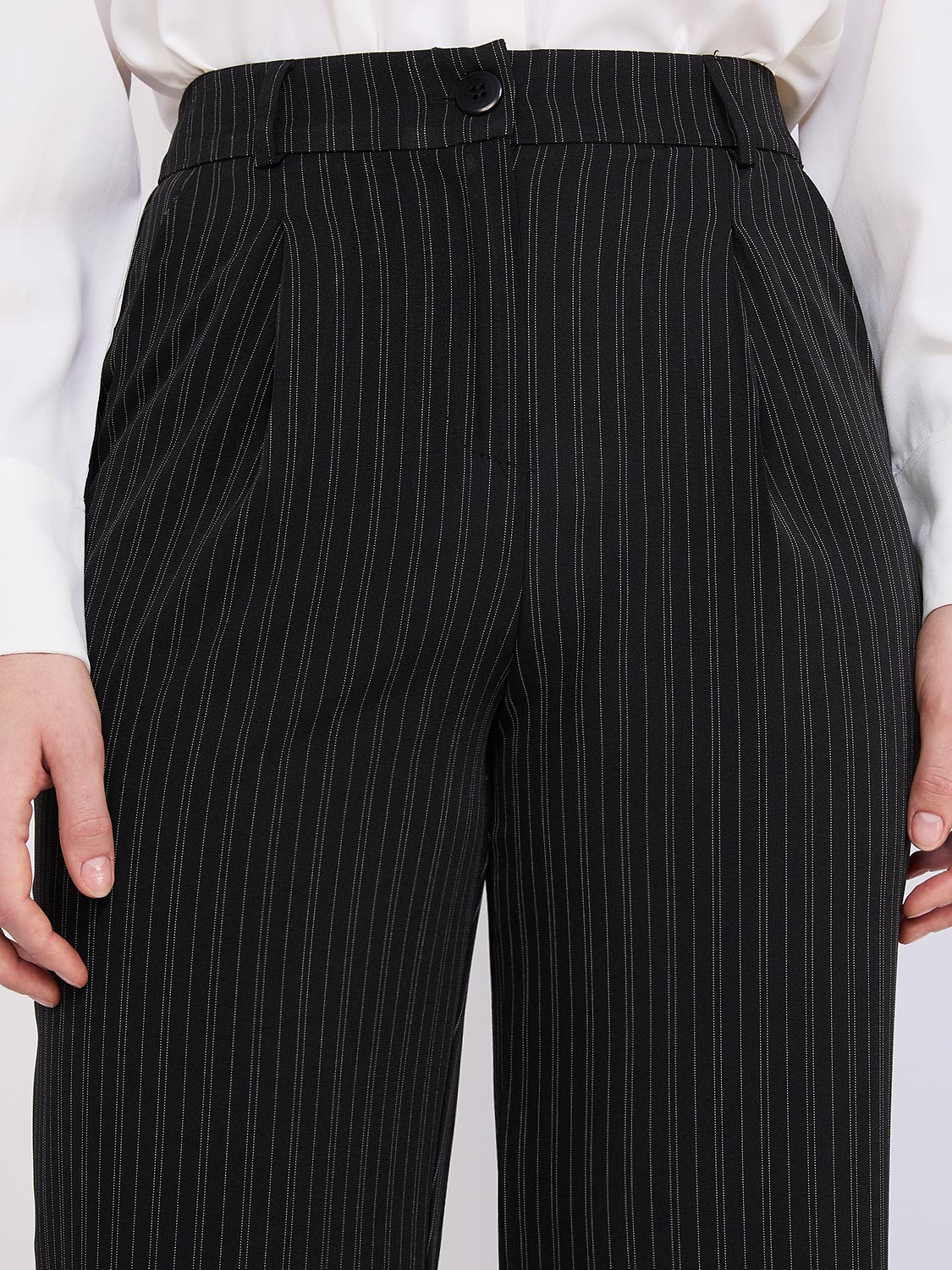 Striped High-Waisted Wide Leg Trousers - Image 2