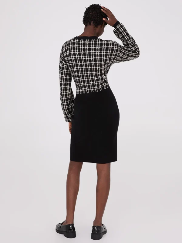 Colour Block V-Neck Sweater Dress - Image 4