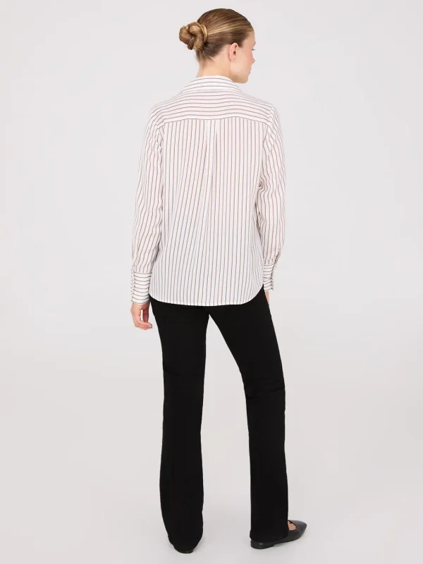 Satin Striped Button-Front Blouse - Image 4