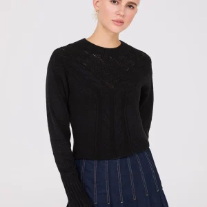 Cable Knit Pointelle Sweater