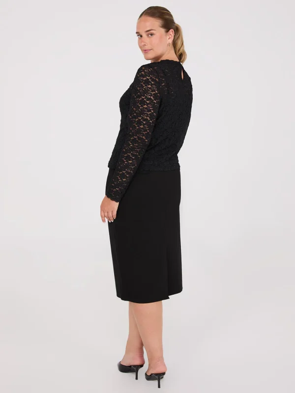 Bubble Lace Long Sleeve Top With Cami - Image 5