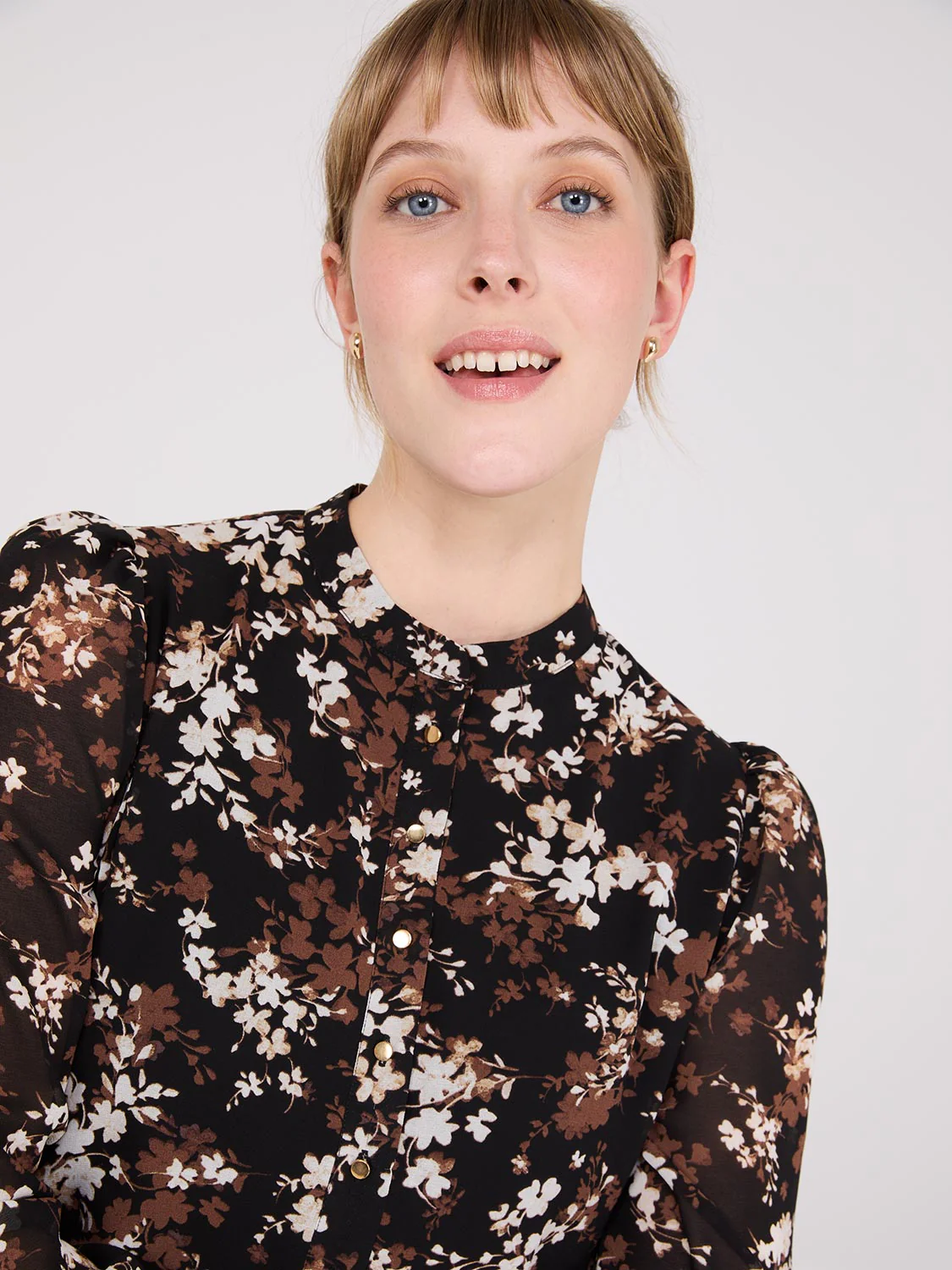 Floral Print Chiffon Fit & Flare Mini Dress - Image 3