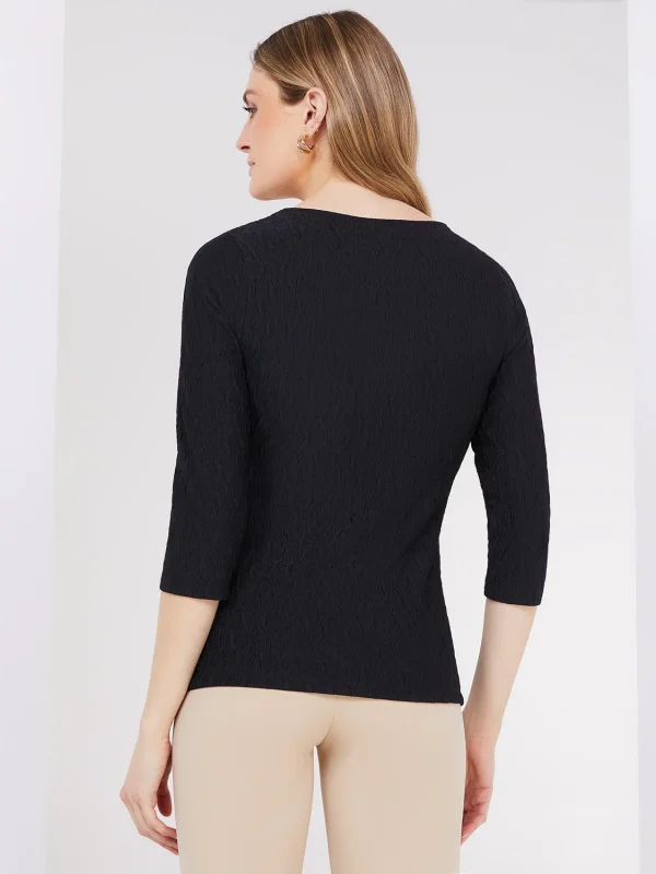 3/4 Sleeve Jacquard Print Top - Image 6