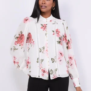 Floral Print Button-Front Blouse