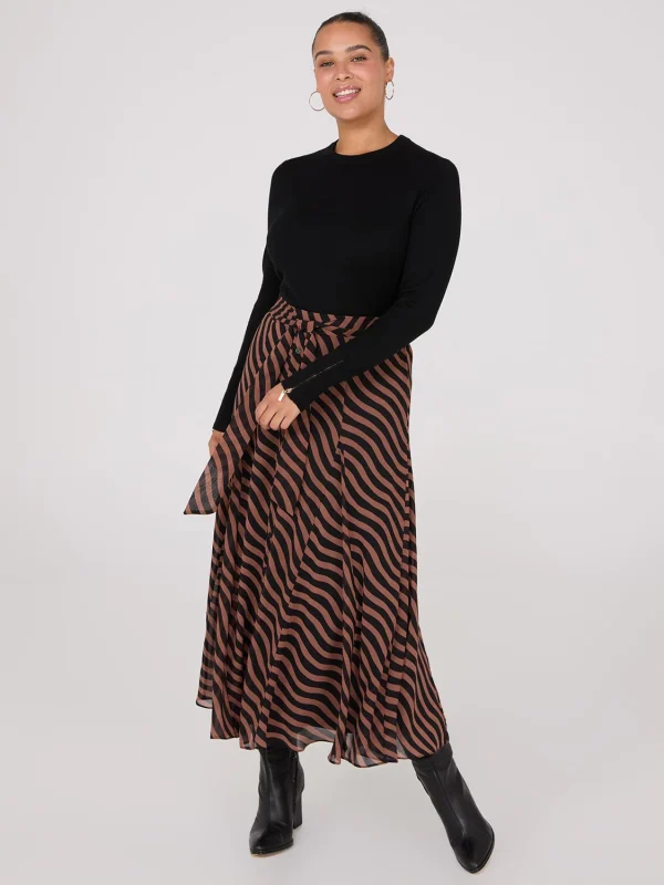 Printed Chiffon Button-Front Skirt - Image 3