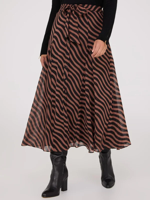 Printed Chiffon Button-Front Skirt - Image 2