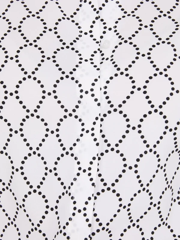 Silky Geo Print Button-Front Blouse - Image 6