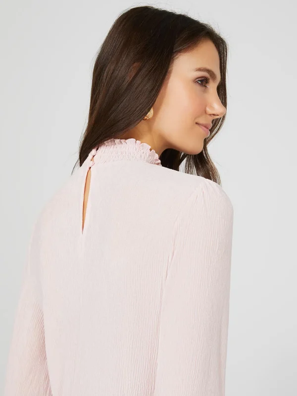 Textured Plisse Mock Neck Top - Image 2