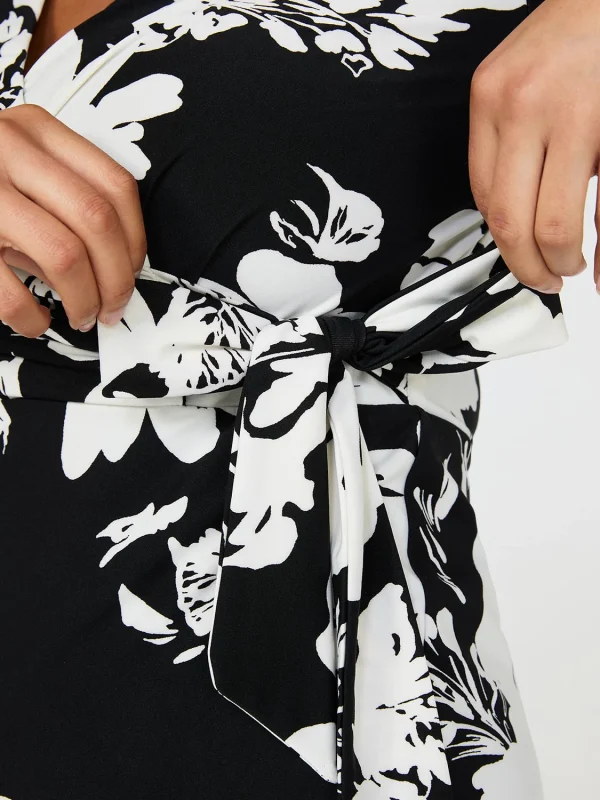 Collared Floral Print Wrap Dress - Image 3