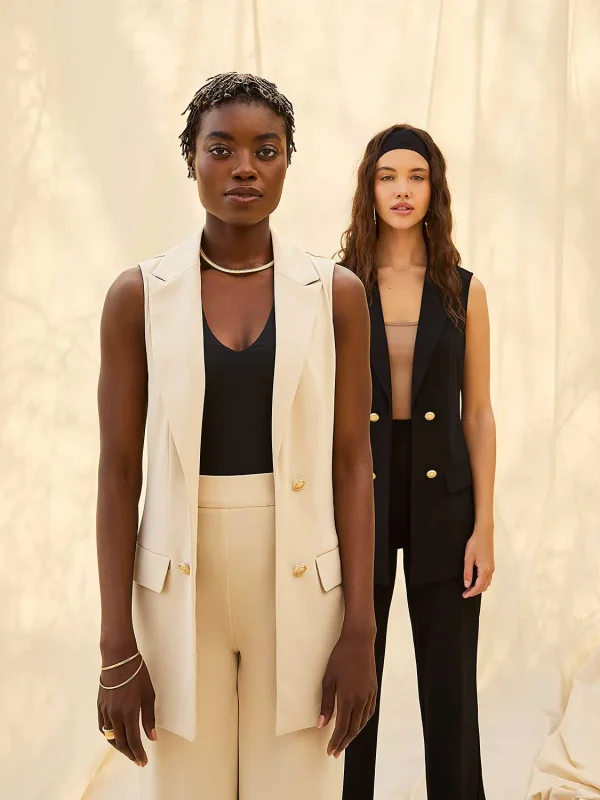 4-Button Sleeveless Open Blazer - Image 2
