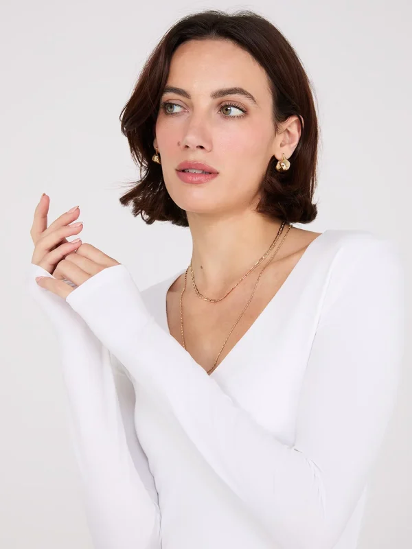 Double Layer V-Neck Long Sleeve Top - Image 14